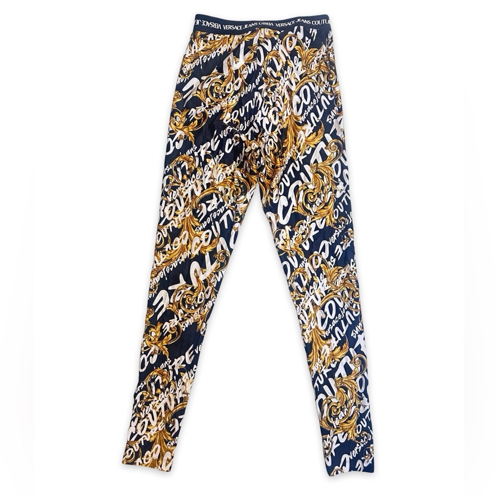 Versace Jeans Couture Womens Black White Logo Print Leggings Sz Small 6 / IT 42 - Picture 4 of 7